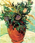 Still Life Vase with Flower and Thistles